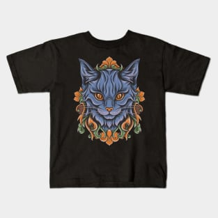 Enchanting Gothic Halloween Cat - Spooky Kitty Art Kids T-Shirt